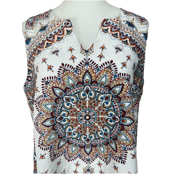 Women's Verse Top Blouse Sz L Sleeveless Lightweight Boho Aztec Print Pullover - Picture 2 of 12